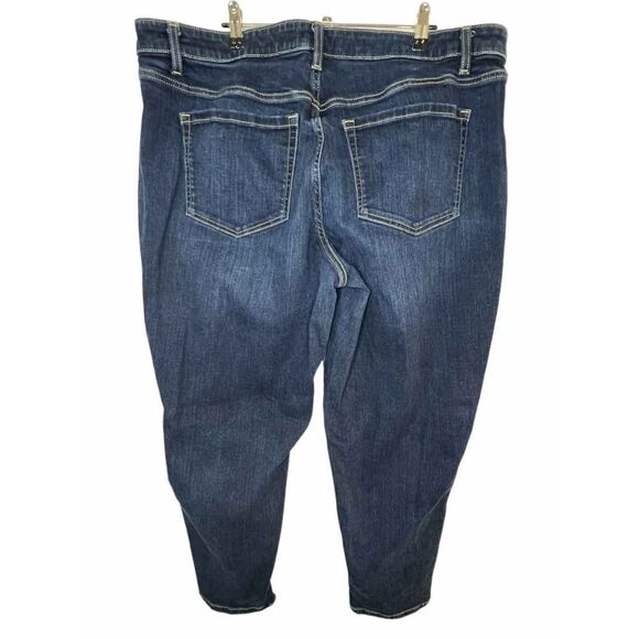 Lane Bryant Distressed Dark Wash Mid-Rise Skinny Denim Jeans - Picture 4 of 4